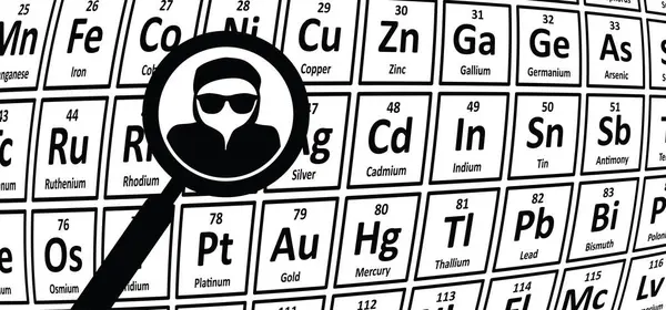 Periyodik elementler tablosu. Model, atom numarası, atom kütlesi ve ağırlığı için. Vektör sembolü ya da simgesi. Kimyasal element. Elektron konfigürasyonu için. Güvenlik, güvenlik işareti.