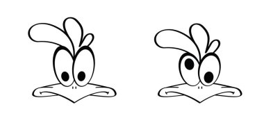 Sevimli çizgi film tavuğu. Deli tavuk suratlı maskot. Komik horoz karakteri