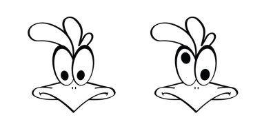 Sevimli çizgi film tavuğu. Deli tavuk suratlı maskot. Komik horoz karakteri