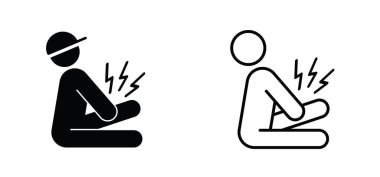 Çizgi film miyodizisi ya da miyalji. Bir adamın krampı var ve çığlık atıyor. Sağlıksız, ağrıdan muzdarip, bacağında spazm var. İlaç ve sağlık hizmetleri. Spor sakatlığı, spor aktiviteleri yüzünden kramp..