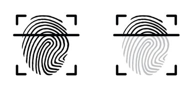 Line finger print icon. Finger print id authentication. ID private information code. Finger prints scanning, biometric. scan or scanner for lock secure security. Digital fingerprint, identification.