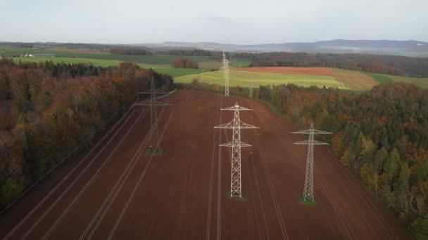 Transmissie Van Elektriciteit Stalen Torens Duurzaamheid Van Groene Energie Duurzaam — Stockvideo