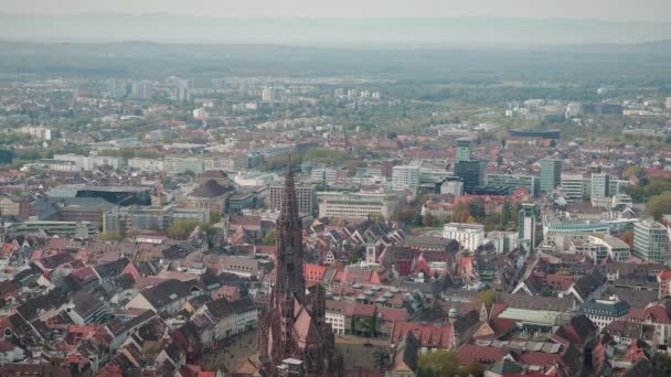 Minster Freiburg Breisgau Historische Kathedraal Freiburg Duitsland Stadsgezicht Van Stad — Stockvideo