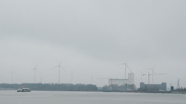 Windmühlen Antwerpen Saubere Grüne Energie Nachhaltigkeit Erneuerbare Ressourcen Umweltfreundlicher Strom — Stockvideo