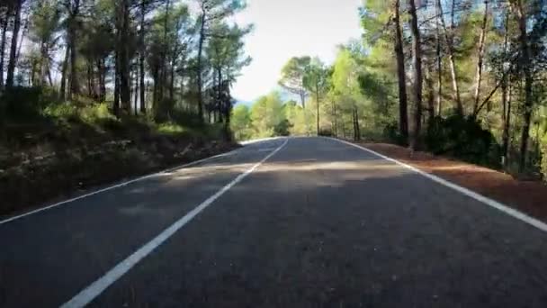 Driving Empty Mountain Curvy Hilly Road Riding Fast New Asphalt — Stock Video