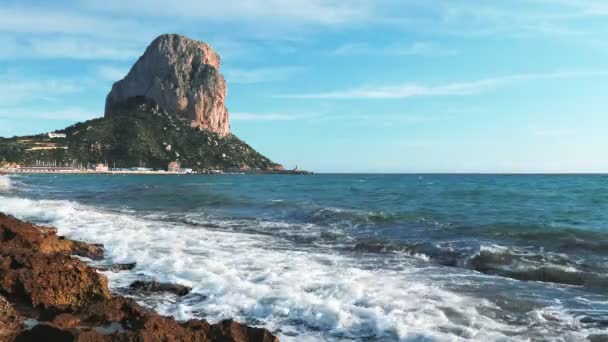 Rocky Coastline Mediterranean Sea Sunny Day Picturesque View Seashore Rock — Wideo stockowe