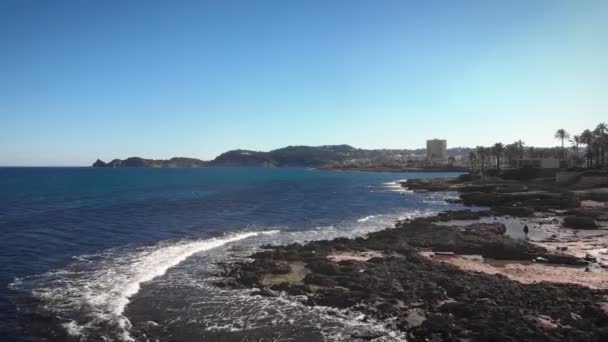 Coastline Javea Costa Blanca Spain Sunny Summer Day Beautiful Seascape — Stock videók