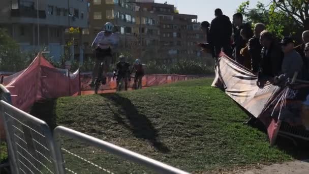 Women Cyclocross Bike Race Cyclocross Competition Benidorm Spain Pro Female — Stock Video