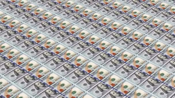 Stampare Soldi Contesto Delle Banconote Carta Moneta Cento Dollari Banconote — Video Stock
