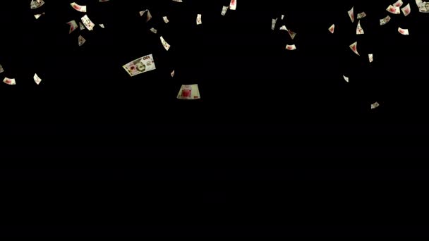 钞票掉了下来 乌克兰格里夫尼亚纸币掉了下来 3D渲染 阿尔法频道动画 成功和富裕的概念 — 图库视频影像