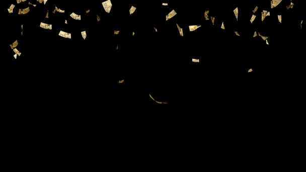 加元纸币贬值 Cad钞票掉了下来 阿尔法频道3D渲染 Cad纸钞掉了下来 金融和商业概念 动画制作 — 图库视频影像