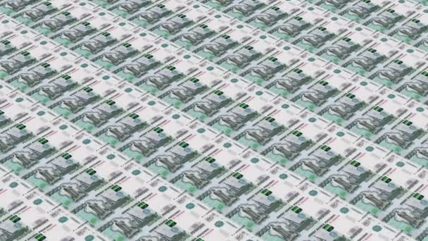 Geld Drukken Russische Roebel Papier Geld Bankbiljetten Achtergrond Rub Kasrekeningen — Stockvideo