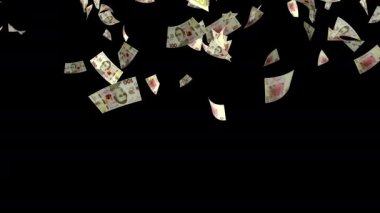 Para yağmuru. UAH kağıt para banknotları düşüyor. Ukrayna 'nın Hryvnia faturaları düşüyor. Ukrayna para birimi. 3 boyutlu görüntüleme. Alfa Kanalı. Animasyon. Finans, başarı ve zenginlik kavramı