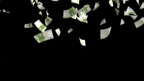Prší Papírové Bankovky Eurech Padají Dolů Padající Bankovky Eurech Měna — Stock video
