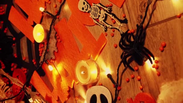 Pomysł Halloween Tradycyjny Symbol Halloween Halloween Dynie Straszne Uśmiechy Dekoracje — Wideo stockowe
