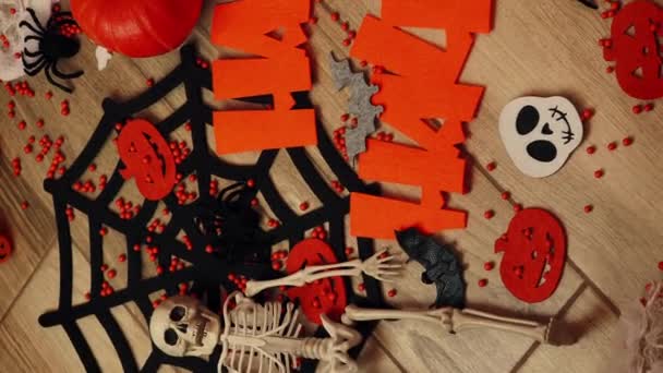 Concepto Halloween Horror Símbolo Tradicional Halloween Calabazas Halloween Sonrisas Miedo — Vídeos de Stock