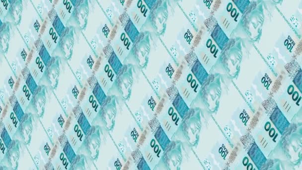 Настоящие Бразильские Банкноты Бесшовная Петля Валюта Бразильских Денег Бумажные Деньги — стоковое видео