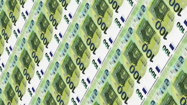 Печать Банкнот Сто Евро Банкноты Сто Евро Швов Валюта Бумажных — стоковое видео