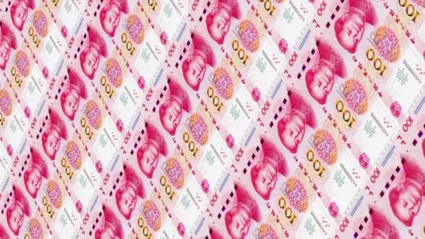 Печать Денег Китайский Юань Банкноты Cny Бумажные Деньги Фон Деньги — стоковое видео