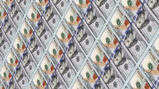 Banconote Cento Dollari Stampate Denaro Contanti Usd Ciclo Senza Soluzione — Video Stock