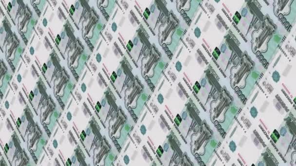 Imprimiendo Dinero Fondo Ruso Billetes Papel Moneda Rublo Frota Facturas — Vídeo de stock