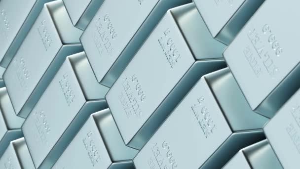 Silver Bars Loop Animation Silver Ingots Background Stack Silver Bars — Stock Video