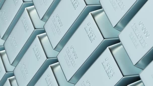 Silver Ingots Loop Animation Render Silver Bars Moving Background Stack — Stock Video