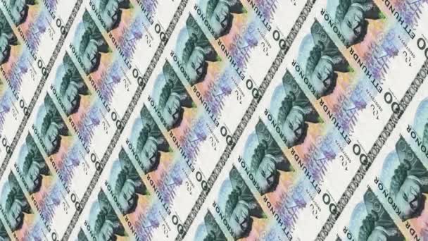 Stampa Denaro Corona Svedese Sek Sfondo Banconote Cartacee Banconote Svedesi — Video Stock
