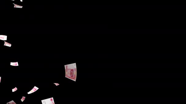 Pioggia Soldi Denaro Cinese Yuan Carta Cadere Valuta Cinese Canale — Video Stock