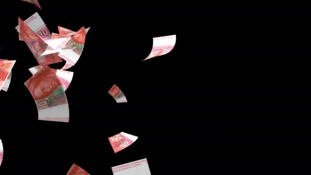 Βροχή Χρημάτων Ελβετικά Φράγκα Chf Χαρτονομίσματα Πέφτουν Κάτω Ελβετικά Χαρτονομίσματα — Αρχείο Βίντεο