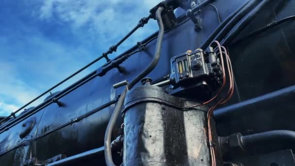 Locomotiva Abur Cărbune Epocă Fum Traseu Transport Retro Tren Istoric — Videoclip de stoc