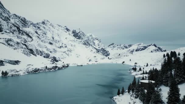 Γραφική Θέα Της Λίμνης Truebsee Χειμώνα Majestic Πανόραμα Των Ελβετικών — Αρχείο Βίντεο