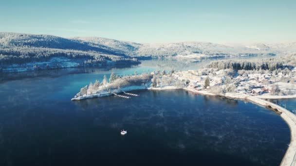 Jezero Schluchsee Německém Hochschwarzwaldu Klidnou Modrou Vodou Zimě Malebná Zimní — Stock video