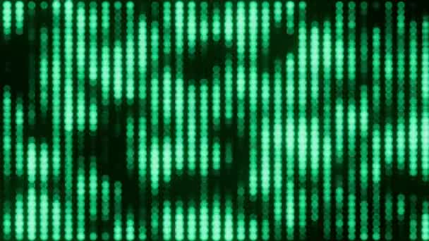 Abstraktní Pixelované Tečkované Blikající Zelené Světlo Tmavém Pozadí Smyčková Animace — Stock video