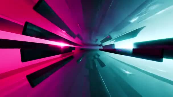 Abstrakt Tunnel Animation Med Rosa Och Blå Glödande Ljus Loopable — Stockvideo