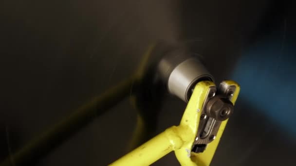 Rotazione Della Ruota Della Bicicletta Scatto Fisso Vicino Ruota Girevole — Video Stock