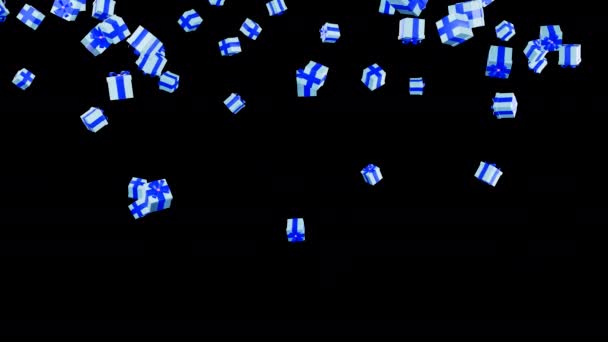 Prezentujemy Pudła Spadające Nieba Renderowanie Kanał Alpha Animowane Niebieskie Pudełka — Wideo stockowe
