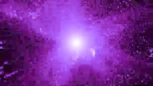 Attraversando Tunnel Con Luci Ultraviolette Neon Futuristica Fantascienza Sfondo Astratto — Video Stock