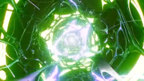 Túnel Futurista Ficção Científica Com Luzes Neon Fundo Túnel Abstrato — Vídeo de Stock