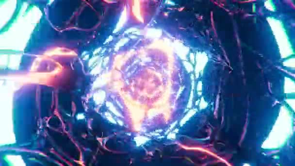 Neonlicht Abstrakter Hintergrund Futuristischer Science Fiction Tunnel Animation Loopings Nahtlose — Stockvideo