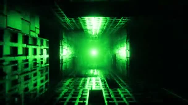 Voo Alta Velocidade Através Túnel Futurista Ficção Científica Fundo Abstrato — Vídeo de Stock