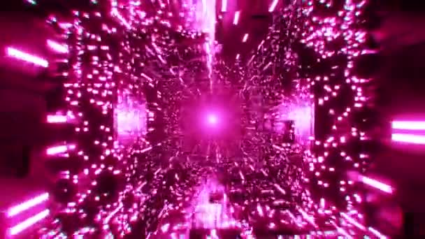 Futuristic City Tunnel Pink Lighting Animated Looped Background Abstract Sci — Stock Video