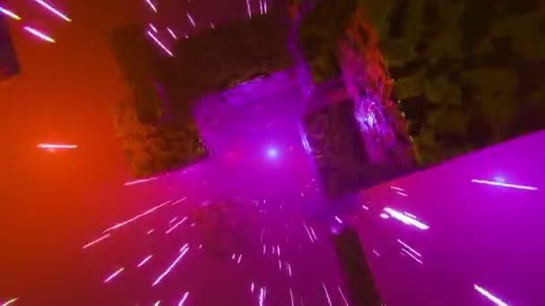 큐브와 터널을 큐브와 라인을 Sci 미래의 다채로운 빛나는 큐브는 터널을 — 비디오
