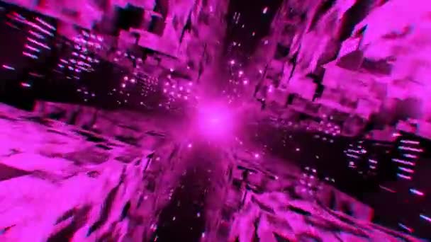 Barevný Kybernetický Futuristický Tunel Bezproblémová Animace Sci Téma Abstraktní Geometrické — Stock video