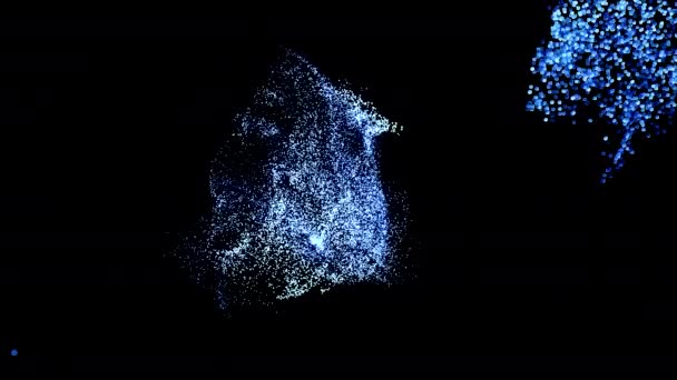 움직이는 빛나는 마이크로 구체와 애니메이션 배경입니다 우주에서 입자와 혼란스러운 그래픽 — 비디오