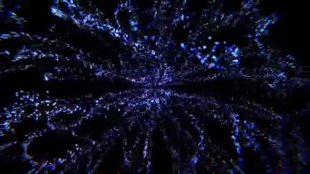 Eksplozja Świecących Neonów Czarnym Tle Chaotyczny Szybki Ruch Punktów Świetlnych — Wideo stockowe