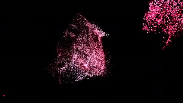 Барвисті Сяючі Частинки Точки Хаотично Рухаються Чорному Тлі Неонові Світлові — стокове відео