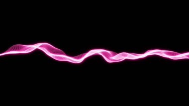 Renkli teknoloji neon dalgaları karanlık arka planda hareket ediyor. Kusursuz döngü. Uzayda sallanan parlak ışık çizgileri. 3 Boyutlu Hazırlama