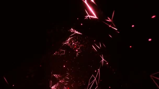 Abstrakter Neonstrom Futuristischer Kurventunnel Mit Leuchtenden Lichtteilchen Und Linien Hintergrund — Stockvideo