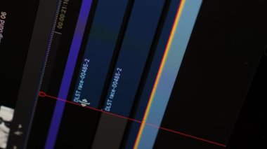 Kişisel bilgisayardaki profesyonel prodüksiyon yazılımının montajı, ekranı kapatın. Vlog düzenleyici video, içerik oluşturma. Dikey video